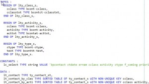 Déclarer une table interne en ABAP